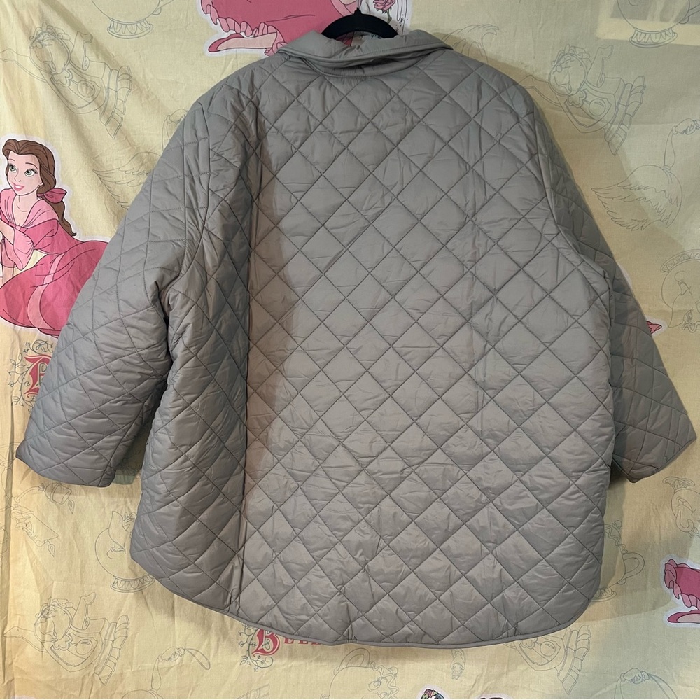 Ulla Popken Soft Gray Quilted Outerwear Coat - Picture 3 of 11